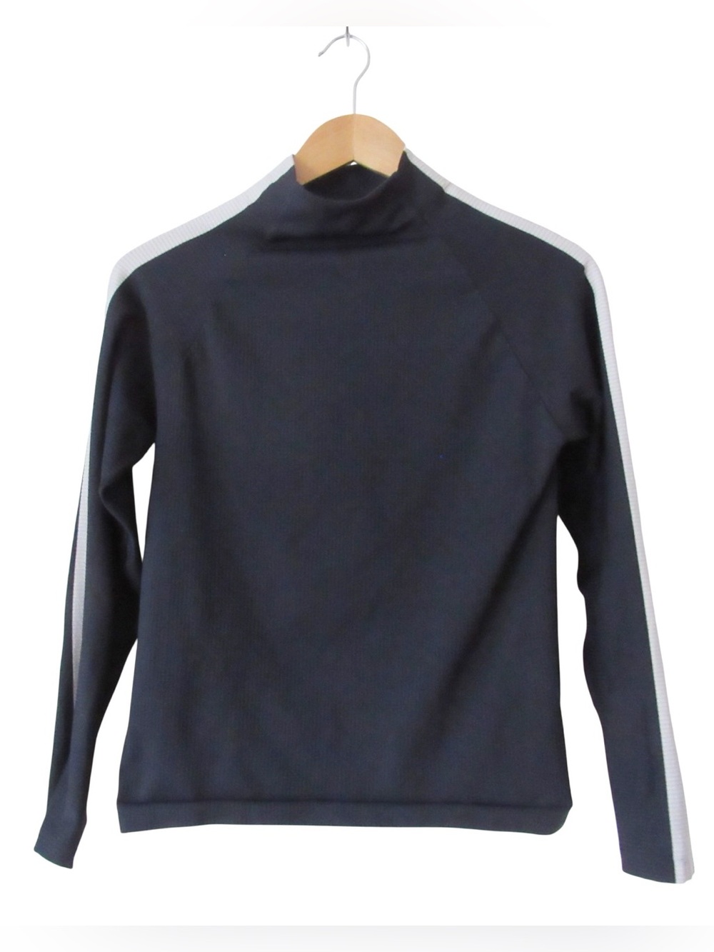 Athleta Renew Seamless Mock Neck Top Medium Long Sleeves Athletic Navy Blue